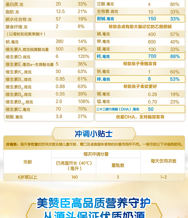 美贊臣學(xué)優(yōu)素學(xué)生奶粉（6-15歲）